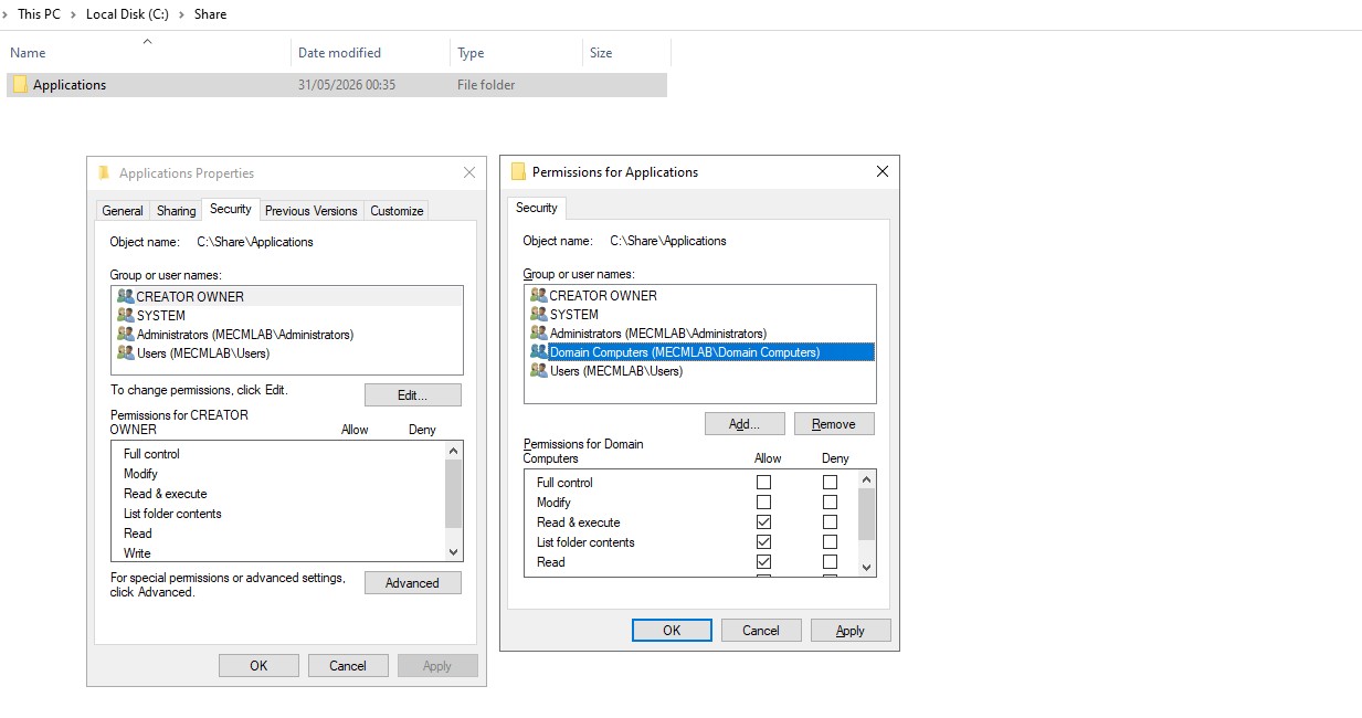 Add Domain Computers in NTFS permissions